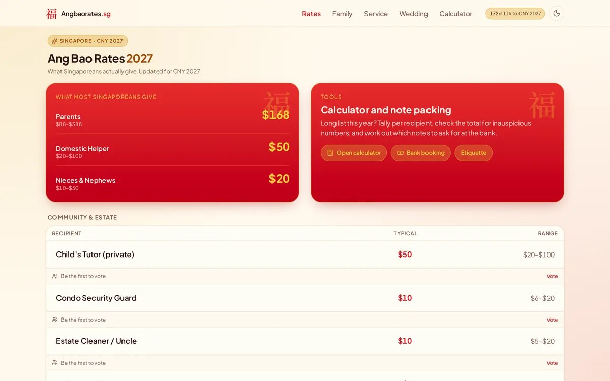 Ang Bao Rates — screenshot of the live app at angbaorates.sg